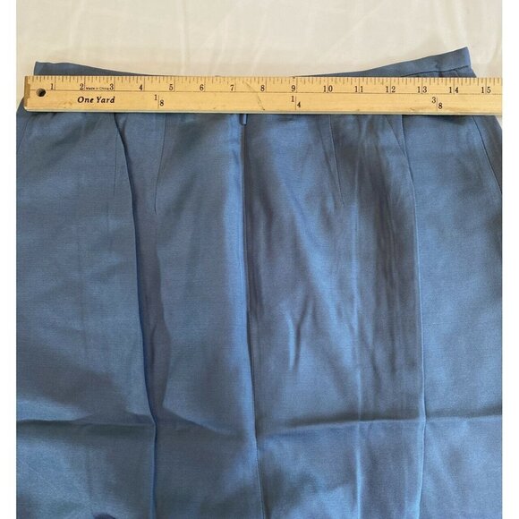 Dana Buchman Skirt Suit Open‎ Front Women's 8 Blue 3/4 Sleeve Silk Wool 2 pc - Picture 4 of 12